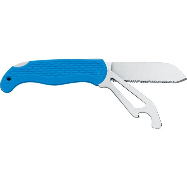 MARINE FOLD. KNIFE BOAT 2, S/S bld, PLASTIC hdl: BLU