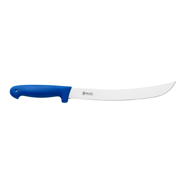 FISHING KNIFE, FILLETING, SCIMITAR S/S bld, 26 CM, PLASTIC hdl: BLU, w/ELASTIC LANYARD