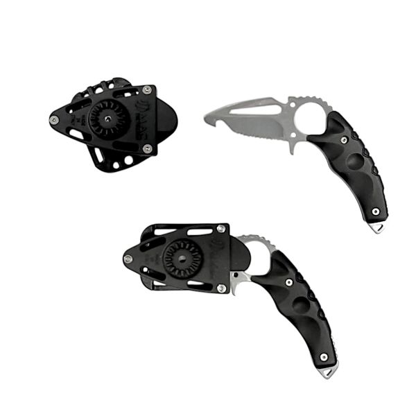 RESCUE KNIFE GUNSLINGER SCUBA, S/S bld 8 CM, PP BLK hdl, +SHEATH