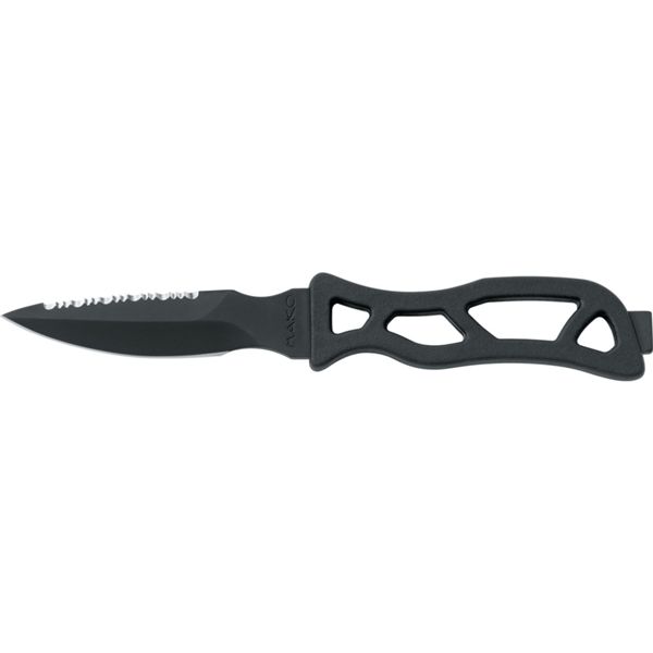 DIVING KNIFE MAKO, S/S BLK PTFE bld 11 CM, PLASTIC hdl: BLK, +SHEATH, +RUBBER RING SPARE PART