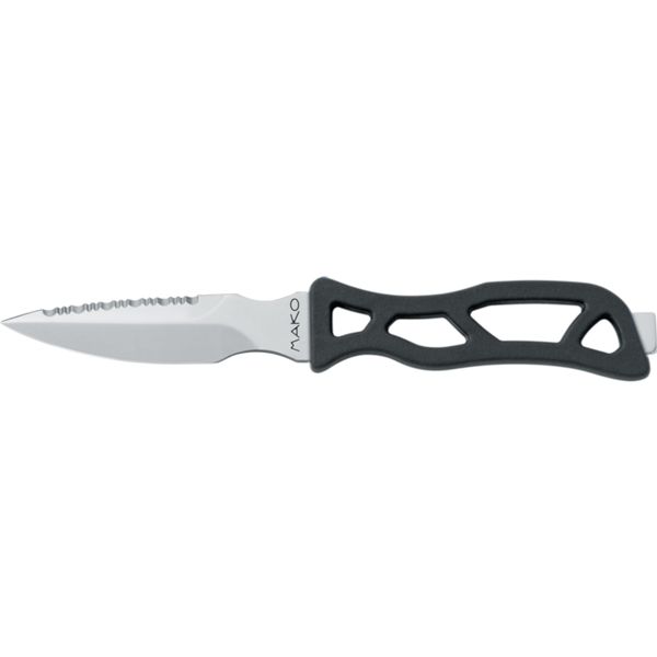 DIVING KNIFE MAKO, AISI 304 S/S bld 11 CM, PLASTIC hdl: BLK, +SHEATH, +RUBBER RING SPARE PART