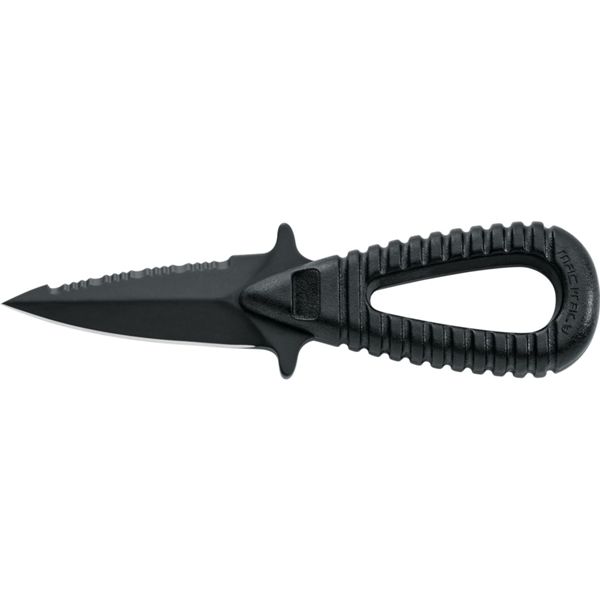 DIVING KNIFE MICROSUB, S/S BLK PTFE bld, PLASTIC hdl: BLK, +SHEATH