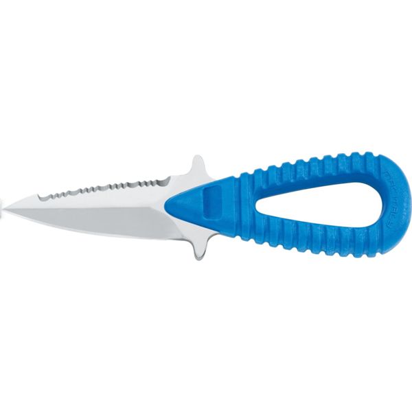 DIVING KNIFE MICROSUB, S/S bld, PLASTIC hdl: BLU, +SHEATH