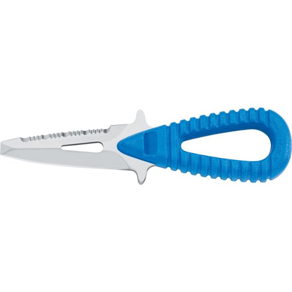 DIVING KNIFE MICROSUB, S/S bld 6 CM BLUNT, PLASTIC hdl: BLU, +SHEATH