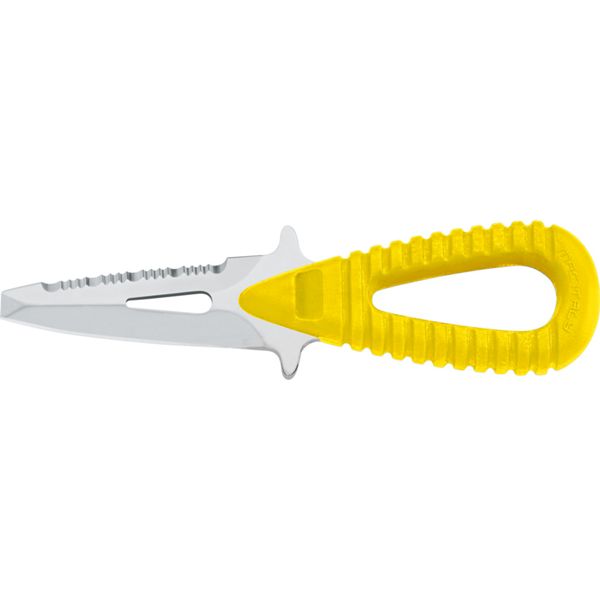 DIVING KNIFE MICROSUB, S/S bld 6 CM BLUNT, PLASTIC hdl: YEL, +SHEATH