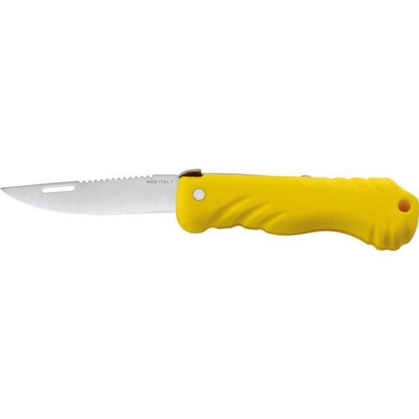 MARINE FOLD. KNIFE FLOATING, S/S bld, PLASTIC hdl: YEL