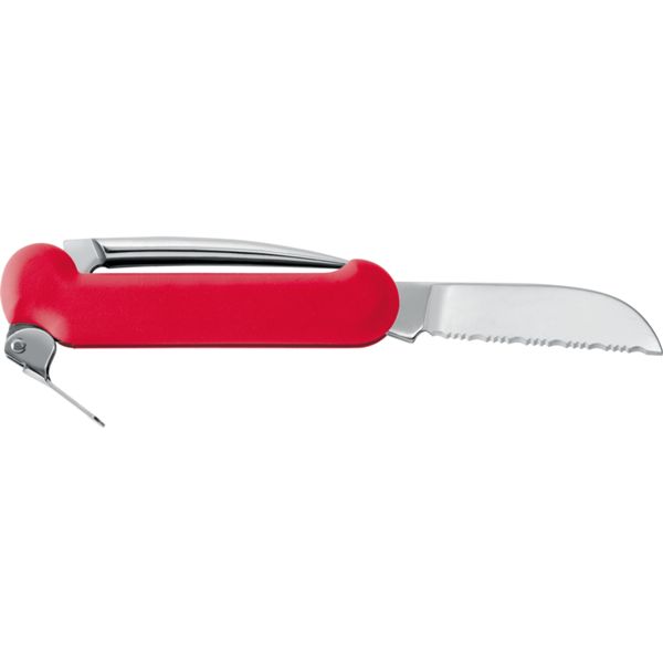 MARINE FOLD. KNIFE SAILOR, S/S bld w/MARLIN SPIKE, PLASTIC hdl: RED