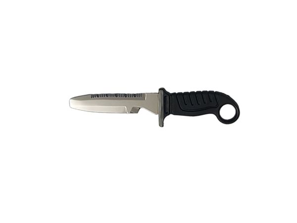 DIVING KNIFE SQUALO, S/S bld 13 CM, PLASTIC hdl: BLK, +SHEATH, +RUBBER RING SPARE PART