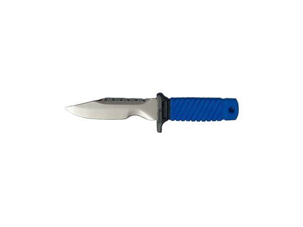 DIVING KNIFE SQUALO, S/S bld 13 CM, PLASTIC hdl: BLU, +SHEATH, +RUBBER RING SPARE PART