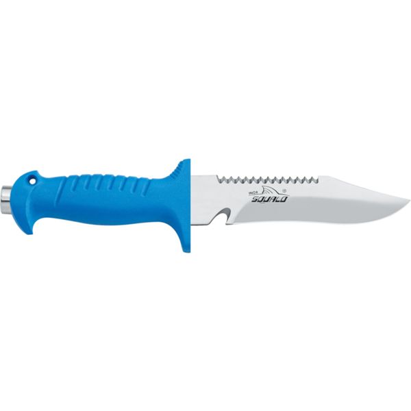 DIVING KNIFE SQUALO, S/S bld 15 CM PLASTIC hdl: BLU, w/HAMMER, +SHEATH