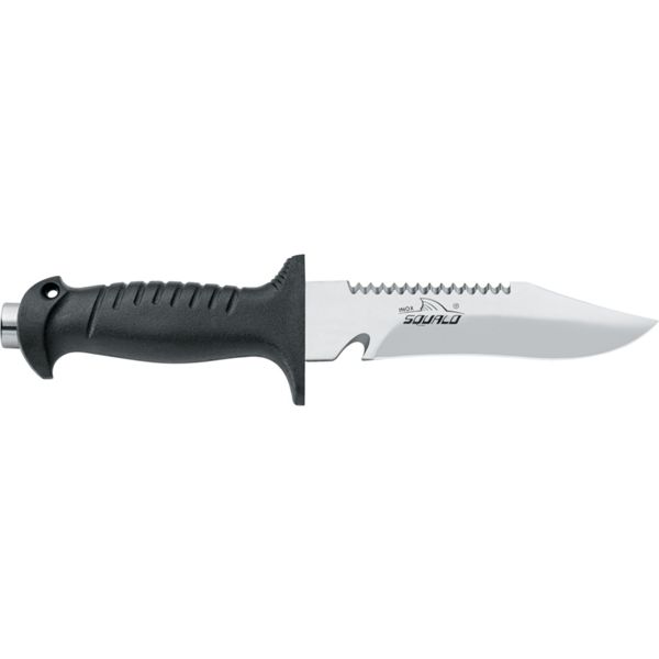 DIVING KNIFE SQUALO, S/S bld 15 CM PLASTIC hdl: BLK, w/HAMMER, +SHEATH