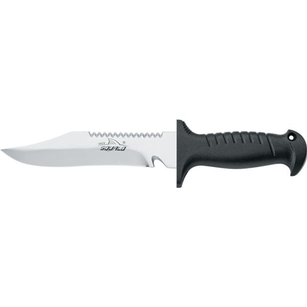 DIVING KNIFE SQUALO, S/S bld 17 CM, PLASTIC hdl: BLK, +SHEATH