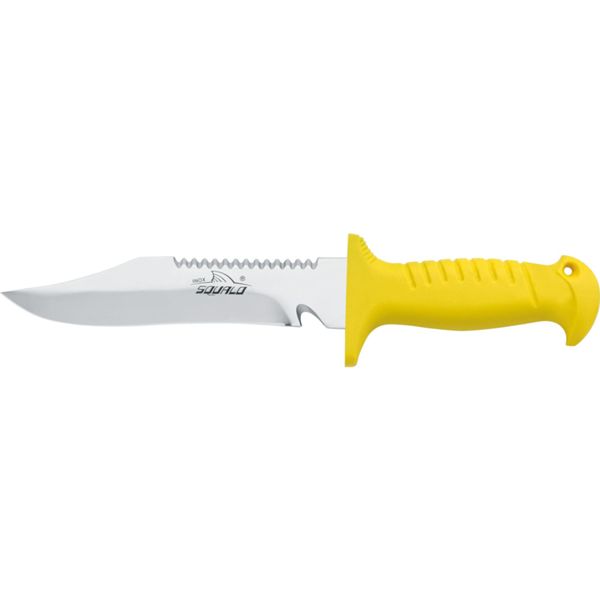 DIVING KNIFE SQUALO, S/S bld 17 CM, PLASTIC hdl: YEL, +SHEATH