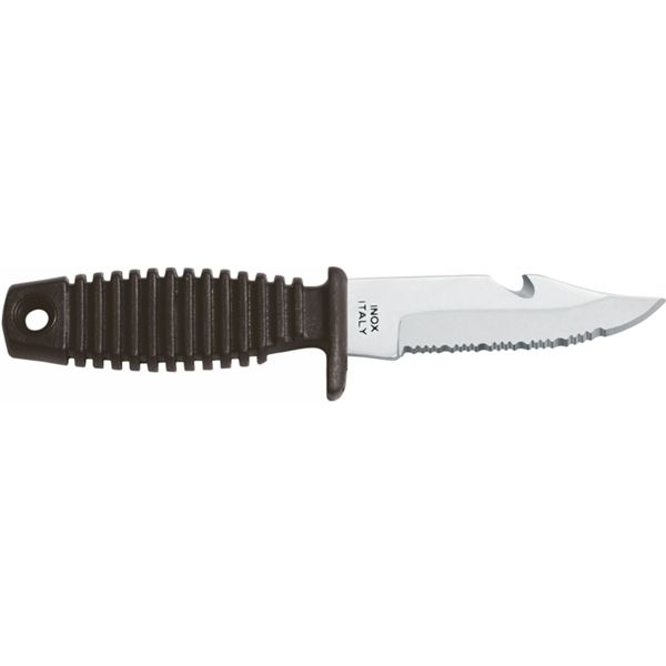 DIVING KNIFE SHARK, AISI 304 S/S bld 9 CM, PLASTIC hdl: BLK, +SHEATH