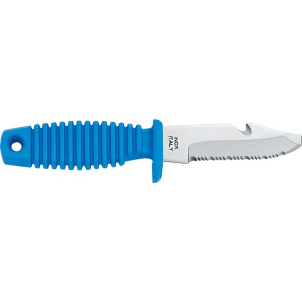 DIVING KNIFE SHARK, S/S bld 9 CM BLUNT, PLASTIC hdl: BLU, +SHEATH