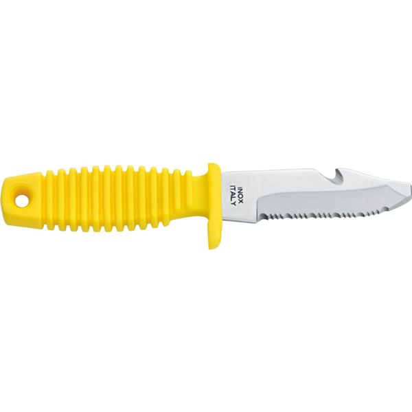 DIVING KNIFE SHARK, S/S bld 9 CM BLUNT, PLASTIC hdl: YEL, +SHEATH