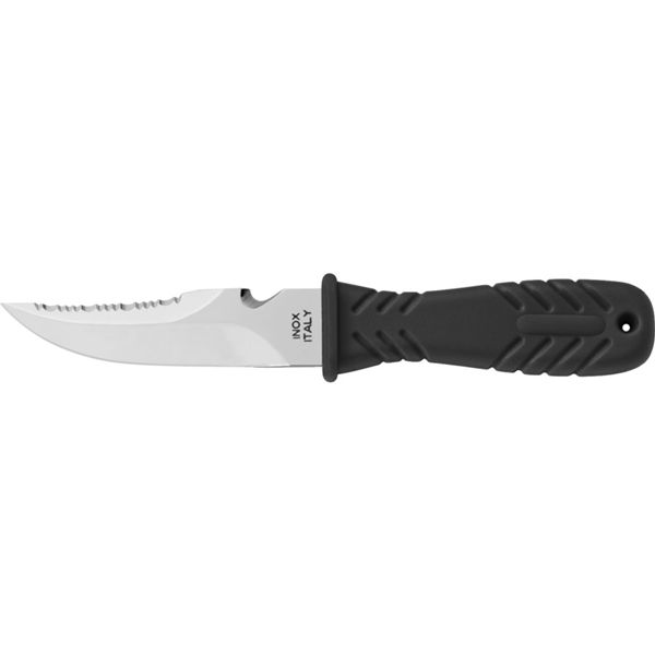 DIVING KNIFE SHARK, S/S bld 10 CM, PLASTIC hdl: BLK, +SHEATH