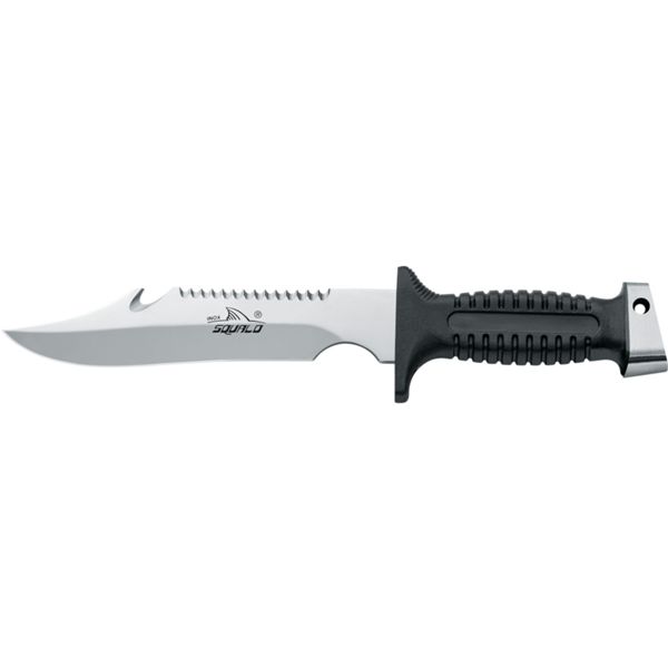 DIVING KNIFE SHARK, S/S bld 18 CM, PLASTIC hdl: BLK, +SHEATH