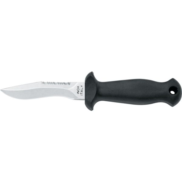 DIVING KNIFE SUB, AISI 304 S/S bld 9 CM, PLASTIC hdl: BLK, +SHEATH, +RUBBER RING SPARE PART