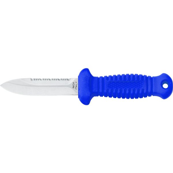 DIVING KNIFE SUB, DAGA S/S bld 9 CM, PLASTIC hdl: BLU, +SHEATH, +RUBBER RING SPARE PART