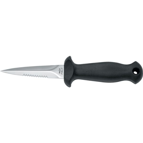 DIVING KNIFE SUB, S/S STILETTO bld 9 CM, PLASTIC hdl: BLK, +SHEATH, +RUBBER RING SPARE PART