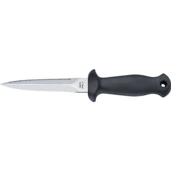 DIVING KNIFE SUB, AISI 304 S/S bld 11 CM, PLASTIC hdl: BLK, +SHEATH, +RUBBER RING SPARE PART