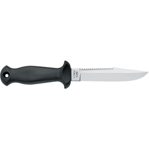 DIVING KNIFE SUB, S/S bld 11 CM, PLASTIC hdl: BLK, +SHEATH, +RUBBER RING SPARE PART