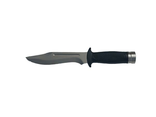 DIVING KNIFE SUB, S/S bld 15 CM, PLASTIC hdl: BLK, +SHEATH, +RUBBER RING SPARE PART