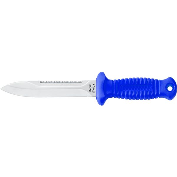 DIVING KNIFE SUB, DAGA S/S bld 15 CM, PLASTIC hdl: BLU, +SHEATH, +RUBBER RING SPARE PART