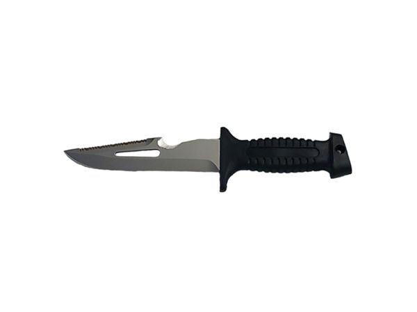 DIVING KNIFE SUB, S/S bld 15 CM, PLASTIC hdl: BLK, +SHEATH, +RUBBER RING SPARE PART