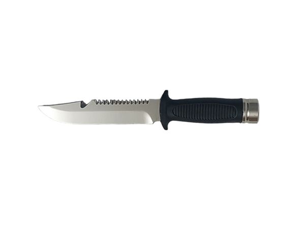 DIVING KNIFE SUB, S/S bld 15 CM, PLASTIC hdl: BLK, w/HAMMER, +SHEATH, w/HAMMER, +RUBBER RING SPARE PART