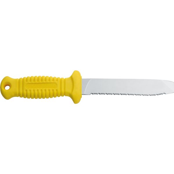 DIVING KNIFE SUB, S/S bld 15 CM BLUNT, PLASTIC hdl: YEL, +SHEATH, +RUBBER RING SPARE PART