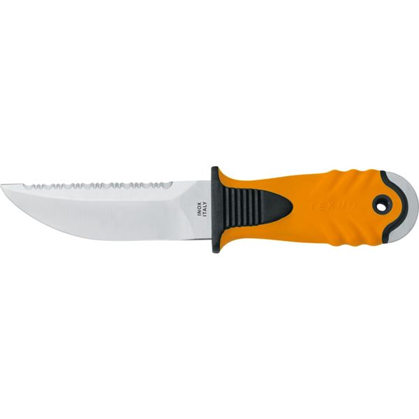 DIVING KNIFE TEKNO, S/S bld 10 CM, PLASTIC hdl: ORG, +SHEATH