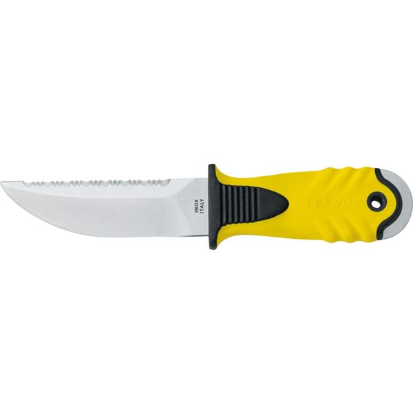 DIVING KNIFE TEKNO, S/S bld 10 CM, PLASTIC hdl: YEL, +SHEATH