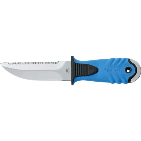 DIVING KNIFE TEKNO, S/S bld 10 CM, PLASTIC hdl: BLU, +SHEATH