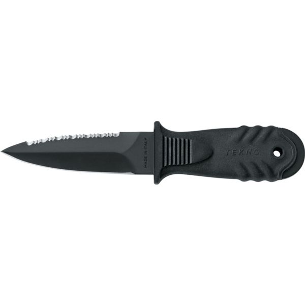 DIVING KNIFE TEKNO, S/S BLK PTFE DAGA bld 10 CM, PLASTIC hdl: BLK, +SHEATH