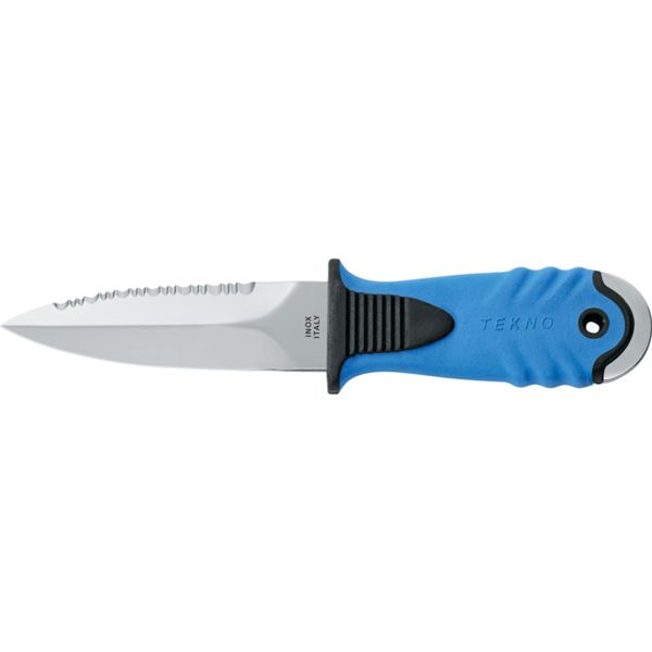 DIVING KNIFE TEKNO, DAGA S/S bld 10 CM, PLASTIC hdl: BLU, +SHEATH