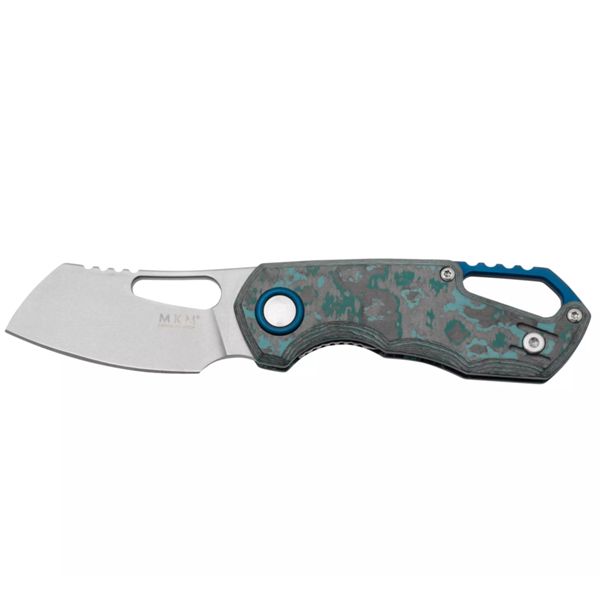 MKM ISONZO-M390 SW CLEAV.BL.-ARCTIC STORM CF hdl, POLISHED HARDWARE - BLUE ALUMINUM SPACER + RING, Vs. art. FX-MKM05-2 SW CFA