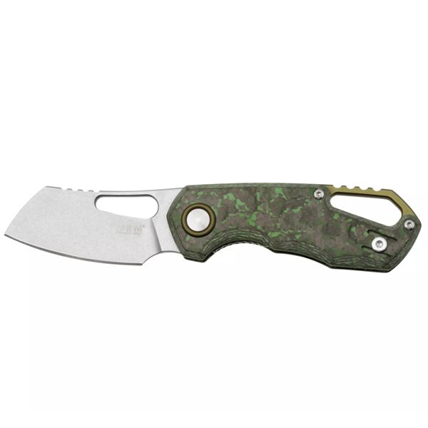 MKM ISONZO-M390 SW CLEAV.BL.-JUNGLE WEAR CF hdl, POLISHED HARDWARE - GREEN ALUMINUM SPACER + RING, Vs. art. FX-MKM05-2 SW CFJ