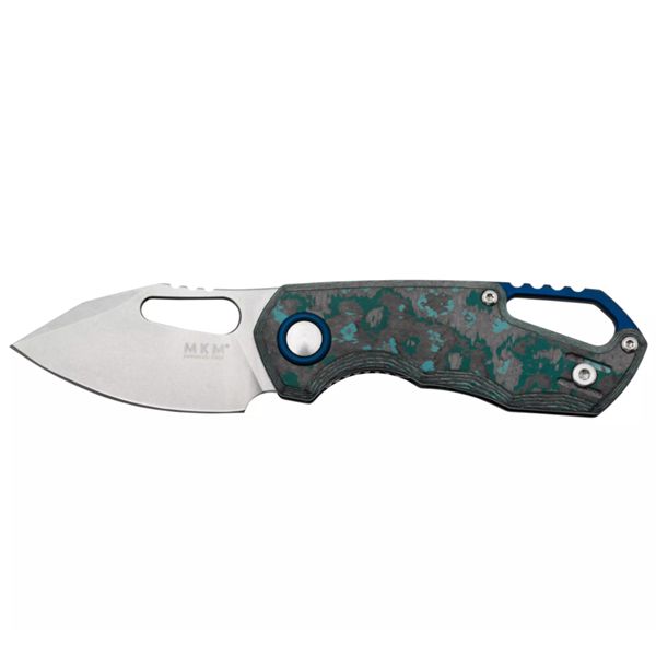 MKM ISONZO-M390 SW CLIP PT.BL.-ARCTIC STORM CF hdl, POLISHED HARDWARE - BLUE ALUMINUM SPACER + RING, Vs. art. FX-MKM05-3 SW CFA