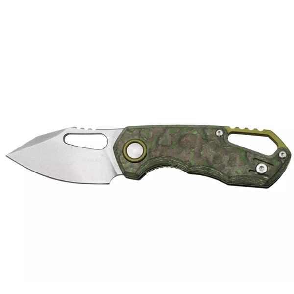 MKM ISONZO-M390 SW CLIP PT.BL.-JUNGLE WEAR CF hdl, POLISHED HARDWARE - GREEN ALUMINUM SPACER + RING, Vs. art. FX-MKM05-3 SW CFJ