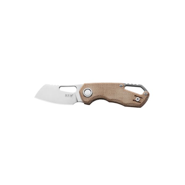 MKM ISONZO – M390 SW CLEAVER bld - NAT CNV MICARTA, SW Ti SPACER & RING - S/S LINER LOCK & REV. CLIP, THUMB HOLE OPENING +ZIP NYLON POUCH