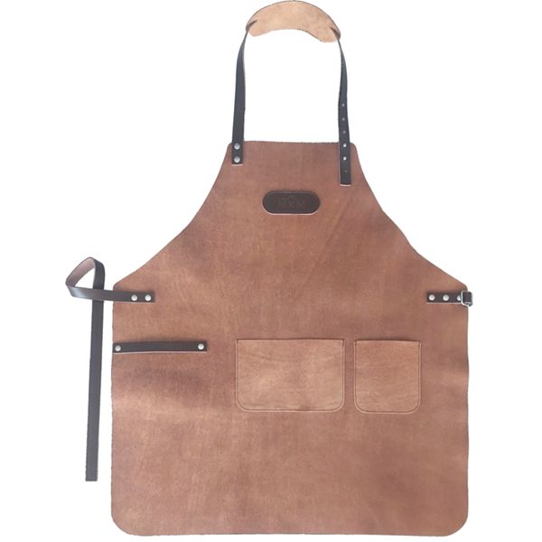 MKM GRILL & BBQ APRON, 100% VEGETABLE TANNED LEATHER IN TUSCANY - ITALY