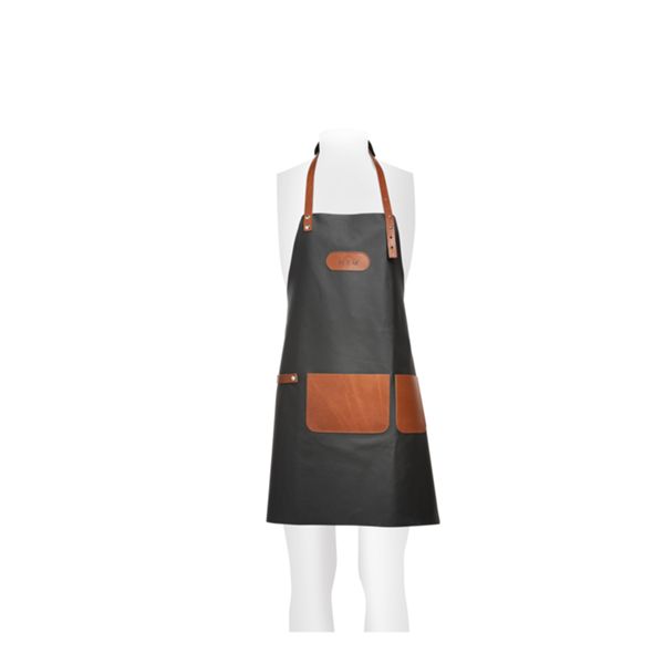 MKM GRILL & BBQ APRON, 100% VEGETABLE BLACK TANNED LEATHER IN TUSCANY - ITALY