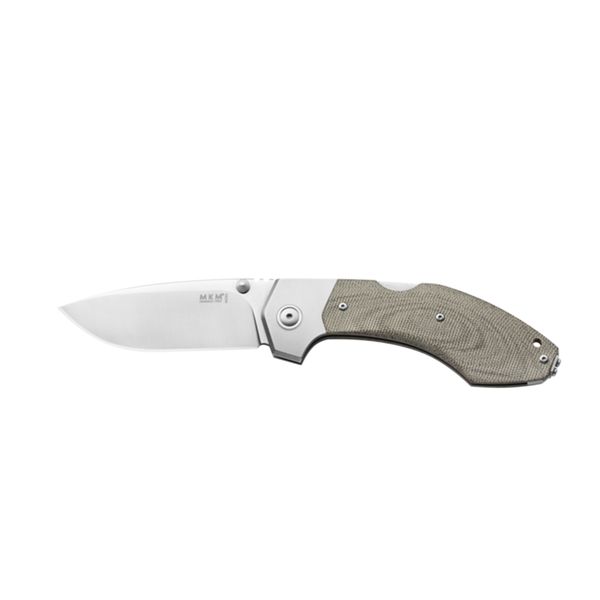 MKM HERO – M390 SW bld - GRN CNV MICARTA hdl, UNIQUE PIECE Ti BOLSTERS & LINERS - REV. Ti CLIP, THUMB STUD - ADV. BACK LOCK +ZIP NYLON POUCH