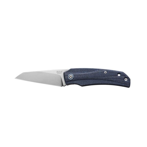 MKM ICE – MAGNACUT SW bld - DENIM CANVAS MICARTA hdl, S/S LINER, SPACER AND REVERSIBLE CLIP, +ZIP NYLON POUCH