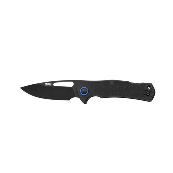 MKM LOV – N690 BLACK TOP SHIELD bld - BLK FRN hdl, S/S SPACER - BLU Al RING - S/S REV. CLIP, S/S BACK LOCK - THUMB HOLE OPENING