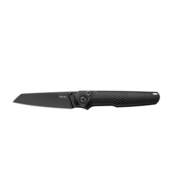 MKM MIURA – M390 SATIN bld - DSW Ti hdl, BUTTON LOCK, THUMBSTUD - REV. DSW Ti CLIP, +ZIP NYLON POUCH