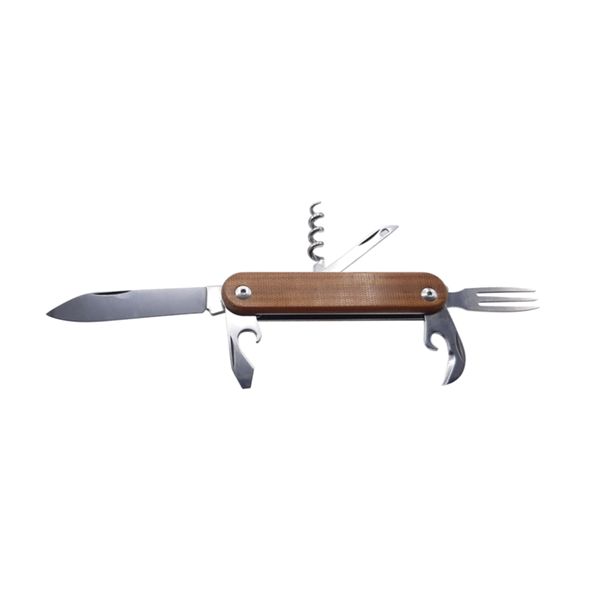 MKM MALGA 6 – M390 SW bld - NAT CNV MICARTA hdl, AISI 420 TOOLS: CAP OPENER w/FLAT SCREWDRIVER, CAN OPENER, REAMER, FORK, CORKSCREW +TORX KEY