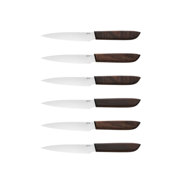 MKM NEXT – FILET MIGNON KNIFE, 12 CM SATIN S/S bld, WALNUT WOOD hdl 6 pcs SET